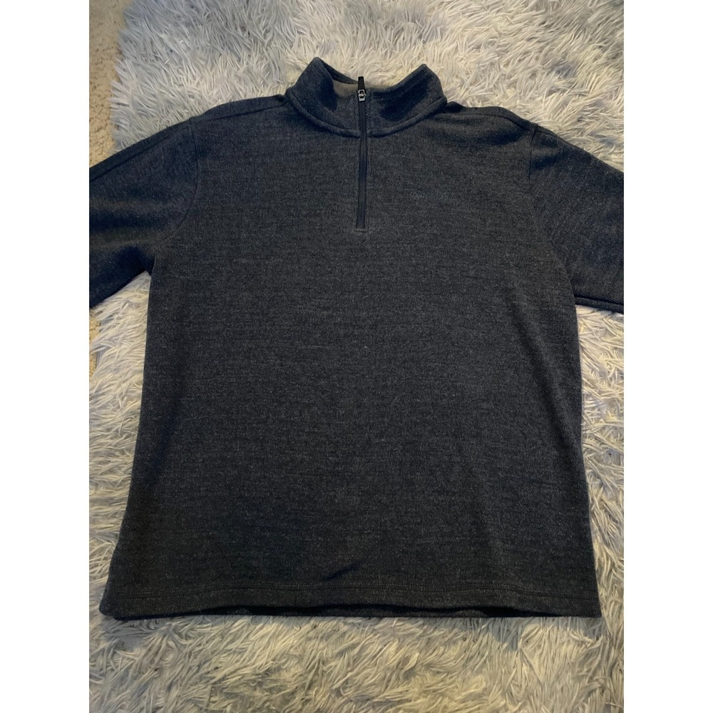 Eddie Bauer Men's Large Gray Quarter Zip Pullover Sweater Fleece Casual Layer